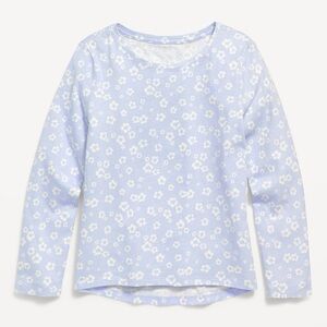Old Navy Blue Floral Softest Printed Long-Sleeve T-Shirt for Girls Medium (8)